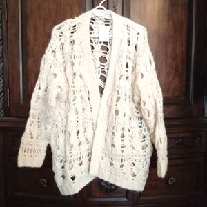 Zara Cream Open-Knit Chunky Cardigan